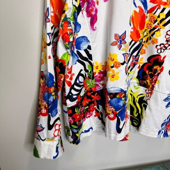 Chico's White Floral Colourful Jacket Size XL Feminine - Picture 9 of 10